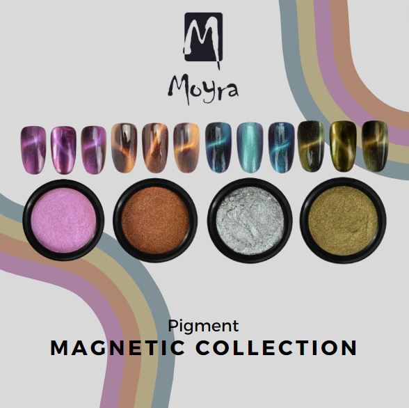 Pink magnetic pigment powder by Moyra for nail art stamping. Available at  .
